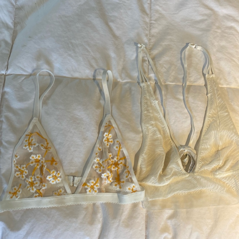 Set of 2! Free people lace sheer bralette ! Size small!